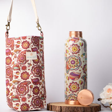 Vintage Flora | 100% Pure Copper Bottle|1000 ml | Peacoy