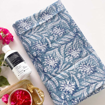 Blue Floral Printed Towel 30x60 Inches