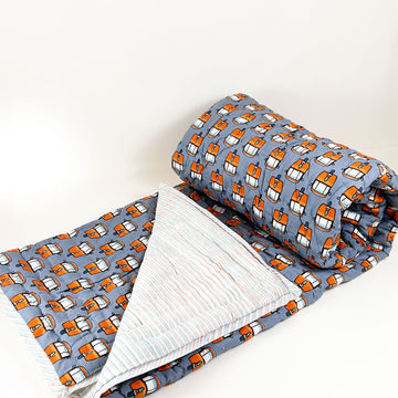 Cute Auto Orange Kids Quilt Single Quilt 40x60 Inches