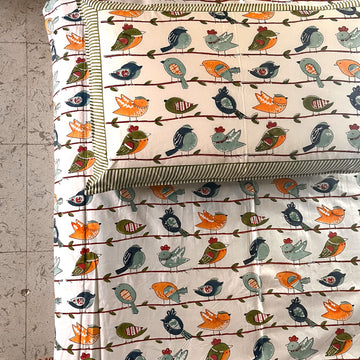 Colourful Birds Kids Single Bedsheet | 60x90 Inches