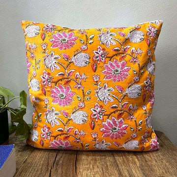 Bright Florals Cotton Cushion Cover - 16 x 16 inches