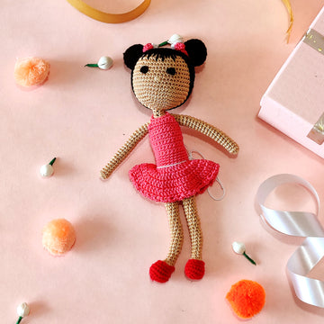 Hawaiian Pink Doll Crochet Toy - 10 inches tall | Peacoy