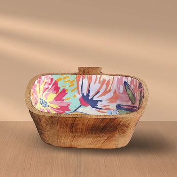 Abstract Floral Mango Wood Serving Platter