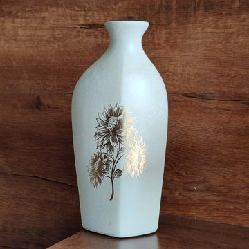 Golden Wildflower Ivory Colored Ceramic Vase - 11 inches x 6 inches