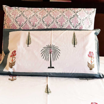 Exotic Pine florals Mystic Double Bedsheet Pure Cotton with Pillow Covers