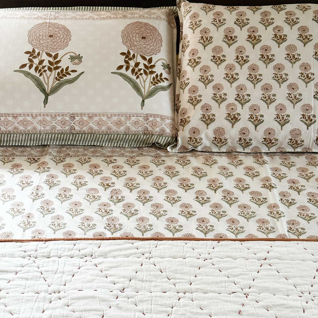 Peach Cotton Printed Quilt - 100 inches x 110 inches