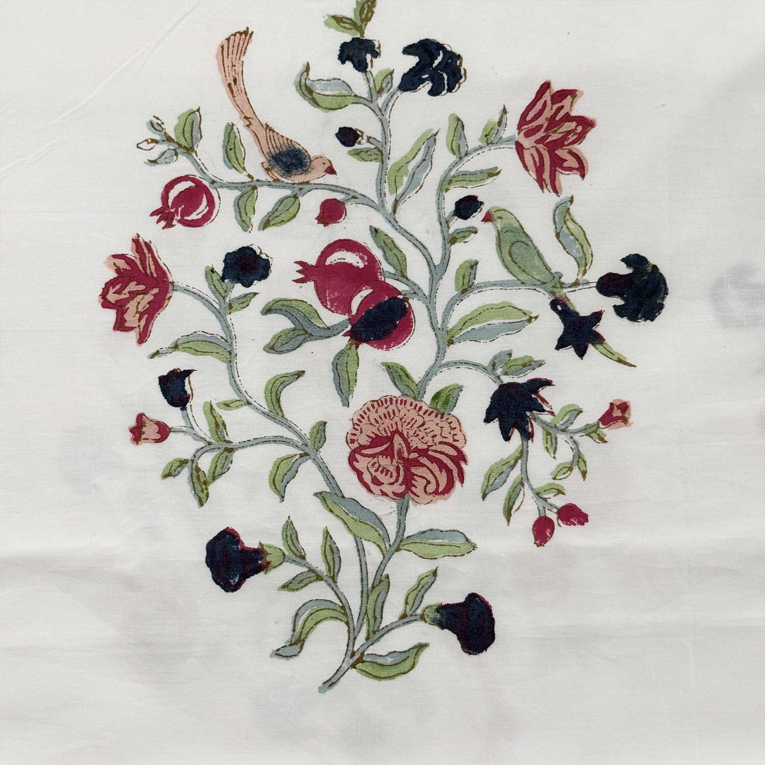 White & Dark Pink Floral Cotton Printed Bedsheet - 100 inches x 110 inches