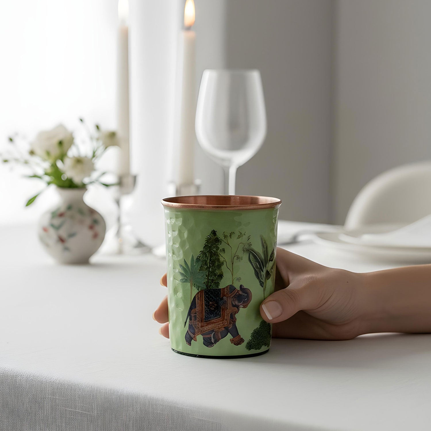 Green Elephant Pure Copper Jug & Glass Set