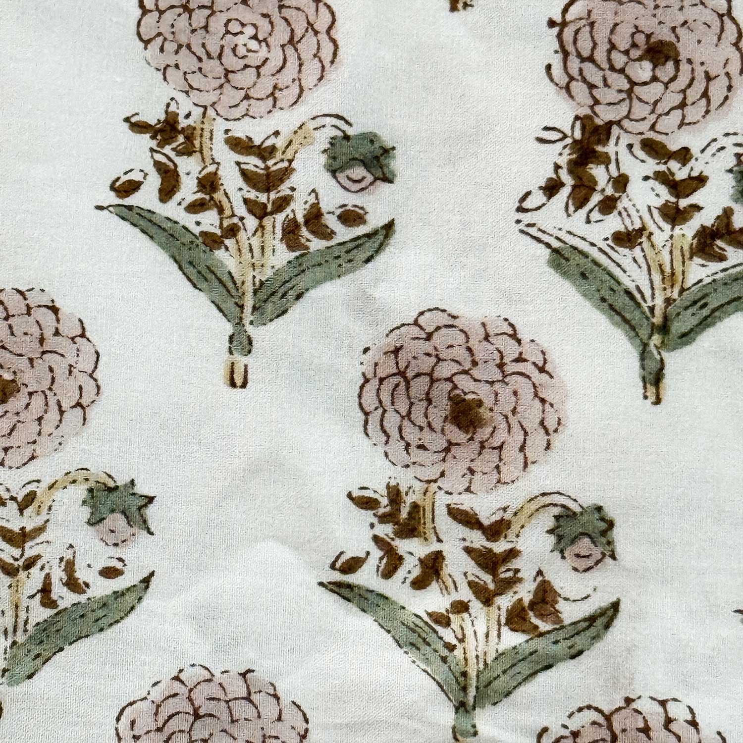 White & Peach Flower Cotton Printed Bedsheet - 100 inches x 110 inches