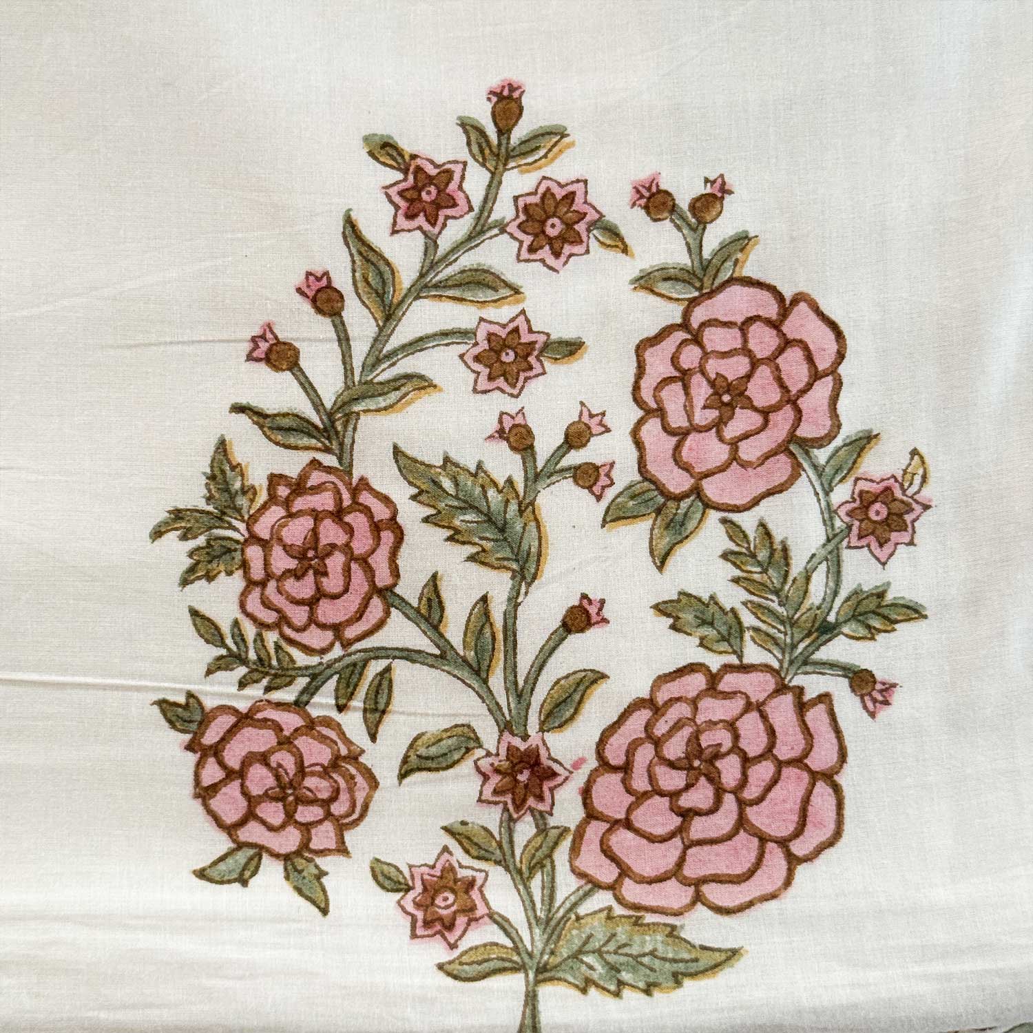 Peach & Pink Floral Pattern Cotton Printed Dohar - 100 inches x 110 inches