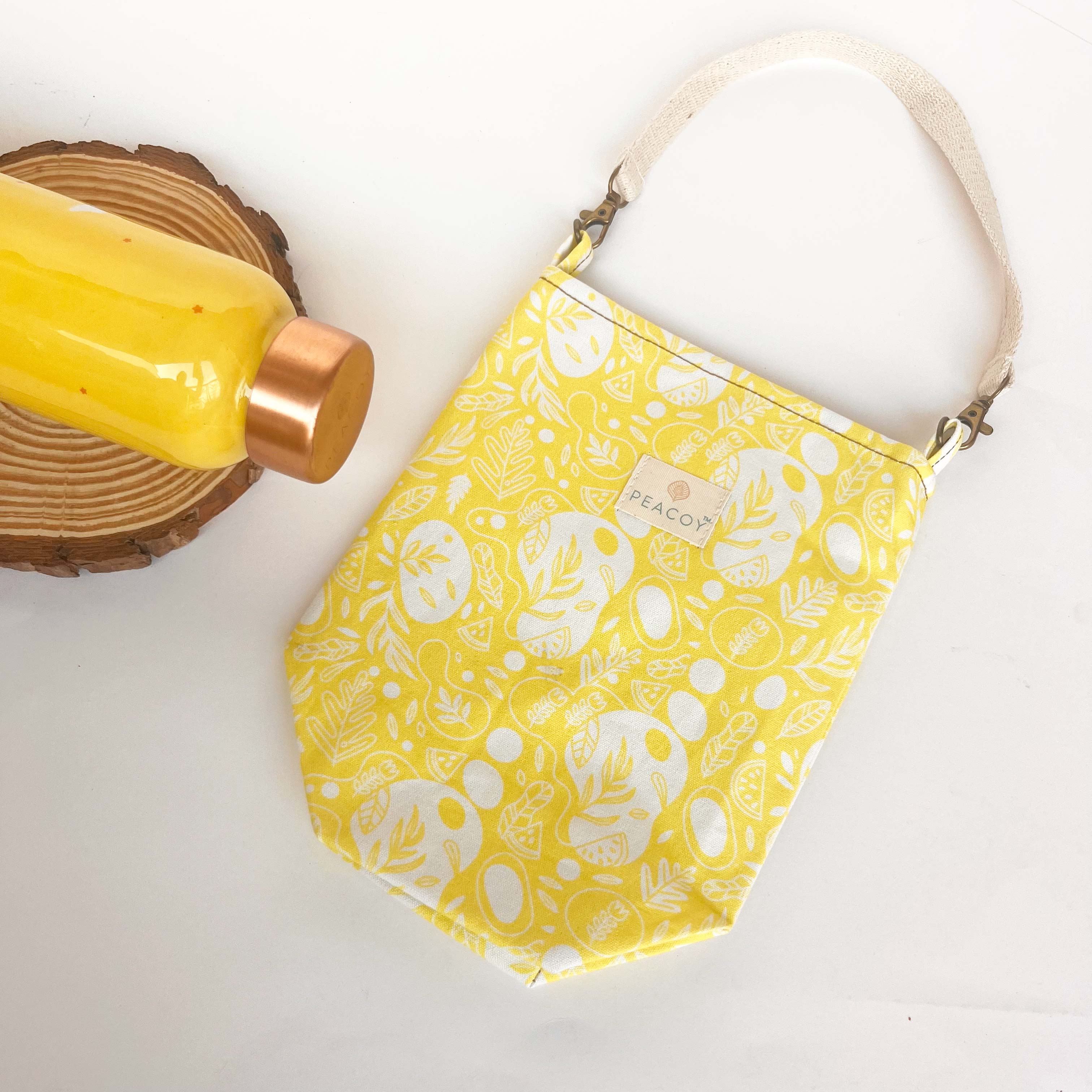 Neon Green Abstract Printed | Bottle Cover Cotton Canvas |13 x 6 inches | Peacoy