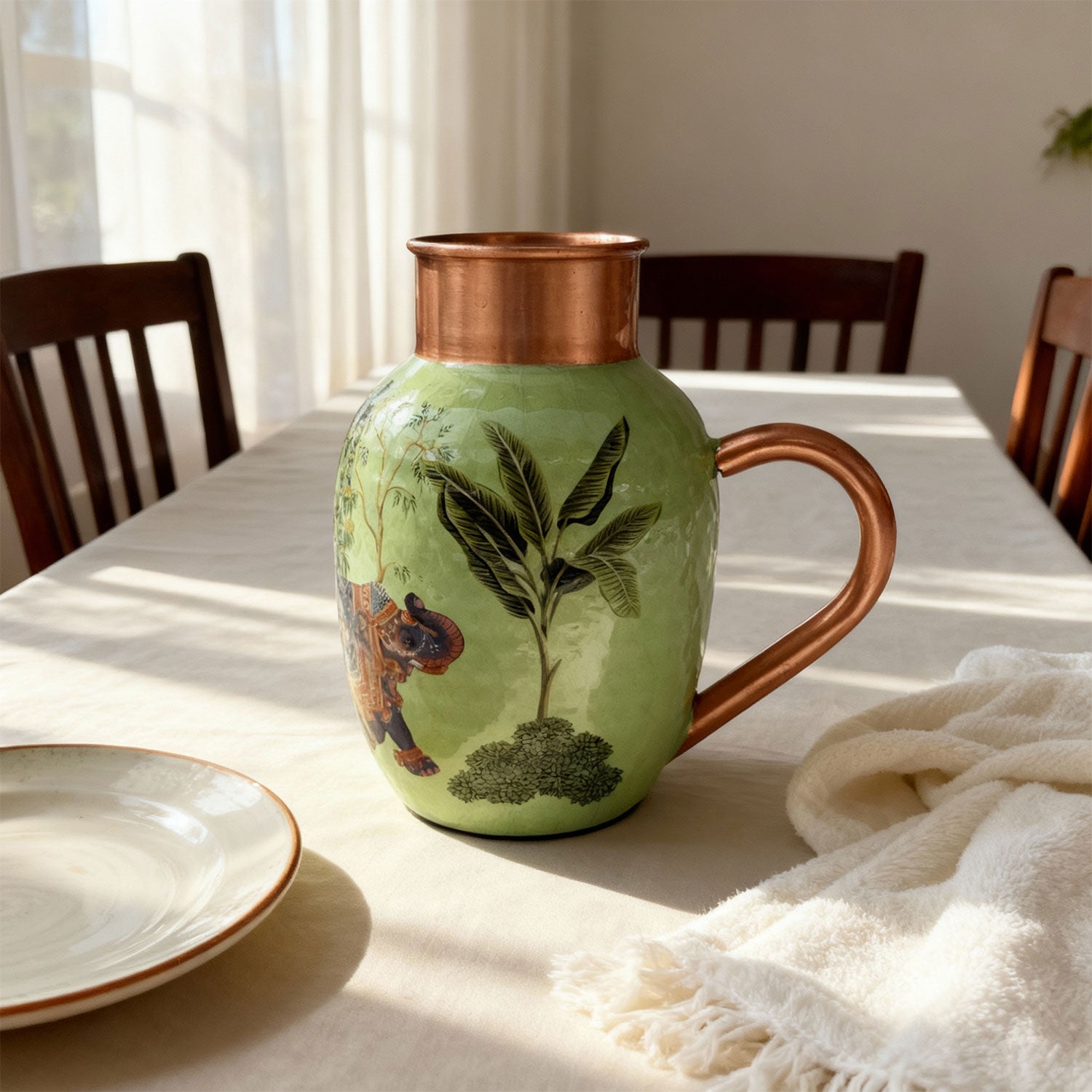 Green Elephant Pure Copper Jug & Glass Set