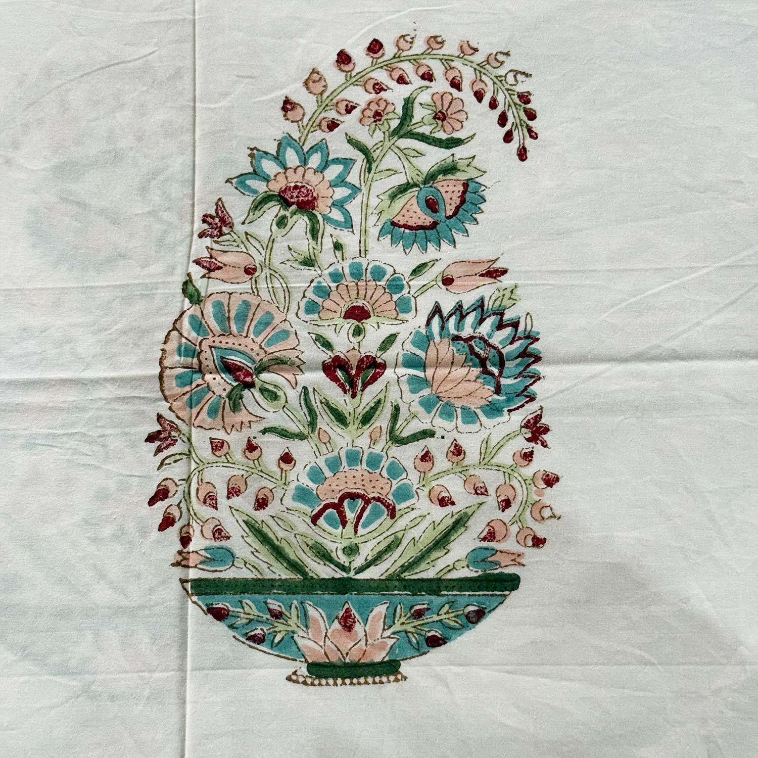 White & Green Freestyle Cotton Printed Bedsheet - 100 inches x 110 inches