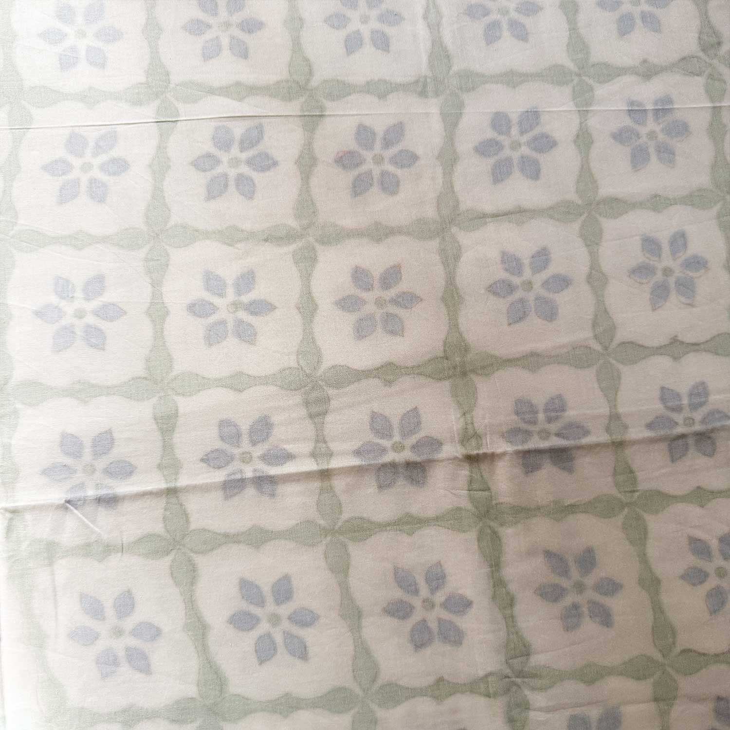 Light Green Freestyle Cotton Printed 3D Dohar - 100 inches x 110 inches