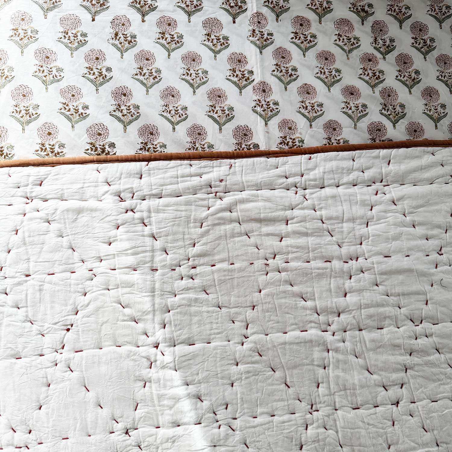 Peach Cotton Printed Quilt - 100 inches x 110 inches