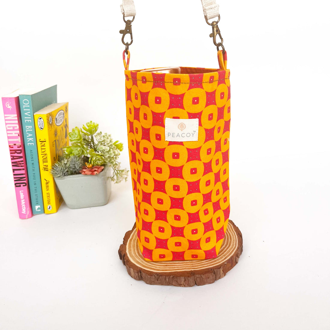 Shocking Pink Chequer | Bottle Cover Cotton Canvas |13 x 6 inches | Peacoy