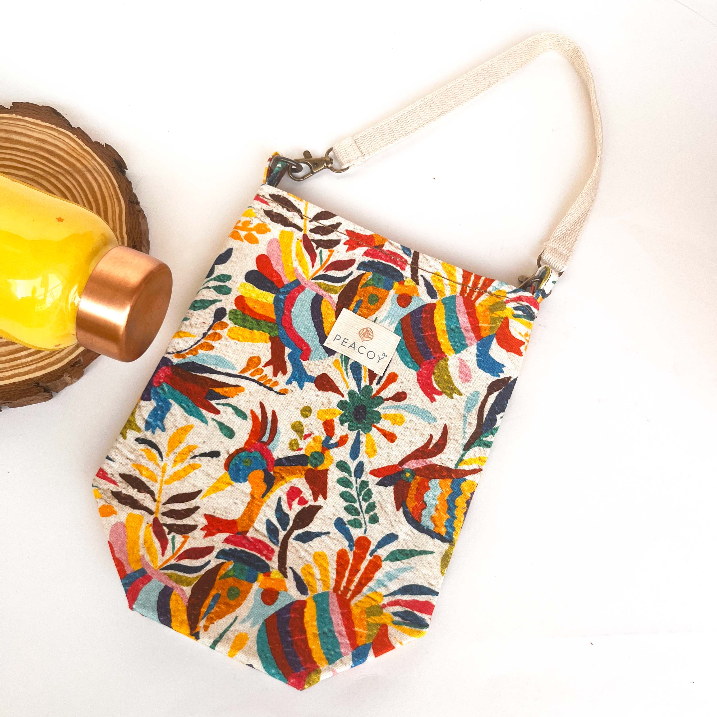 Brush Painted | Bottle Cover Cotton Canvas |13 x 6 inches | Peacoy