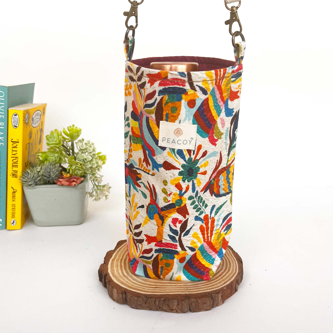 Brush Painted | Bottle Cover Cotton Canvas |13 x 6 inches | Peacoy