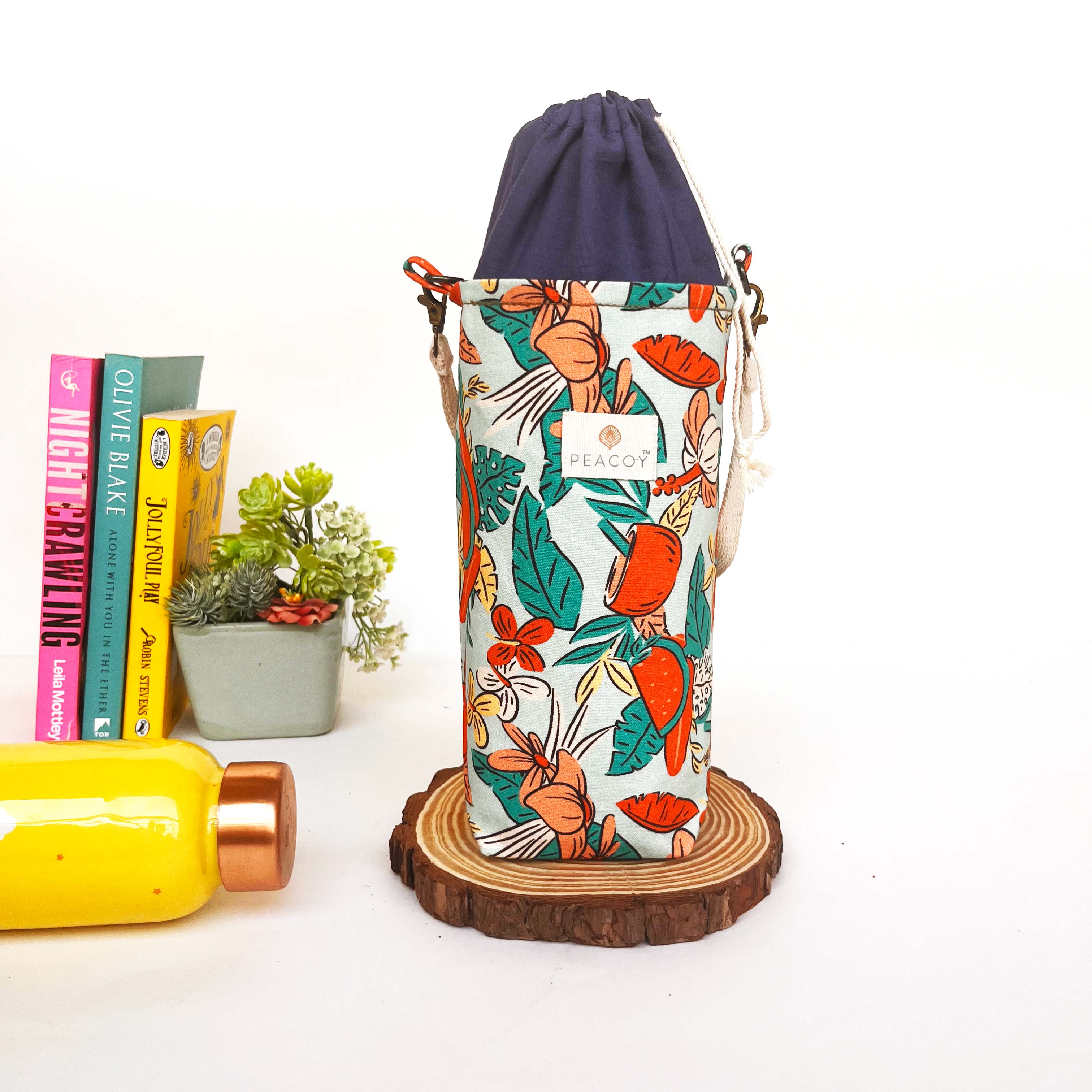 Fauna n Flaura | Bottle Cover Cotton Canvas |13 x 6 inches | Peacoy