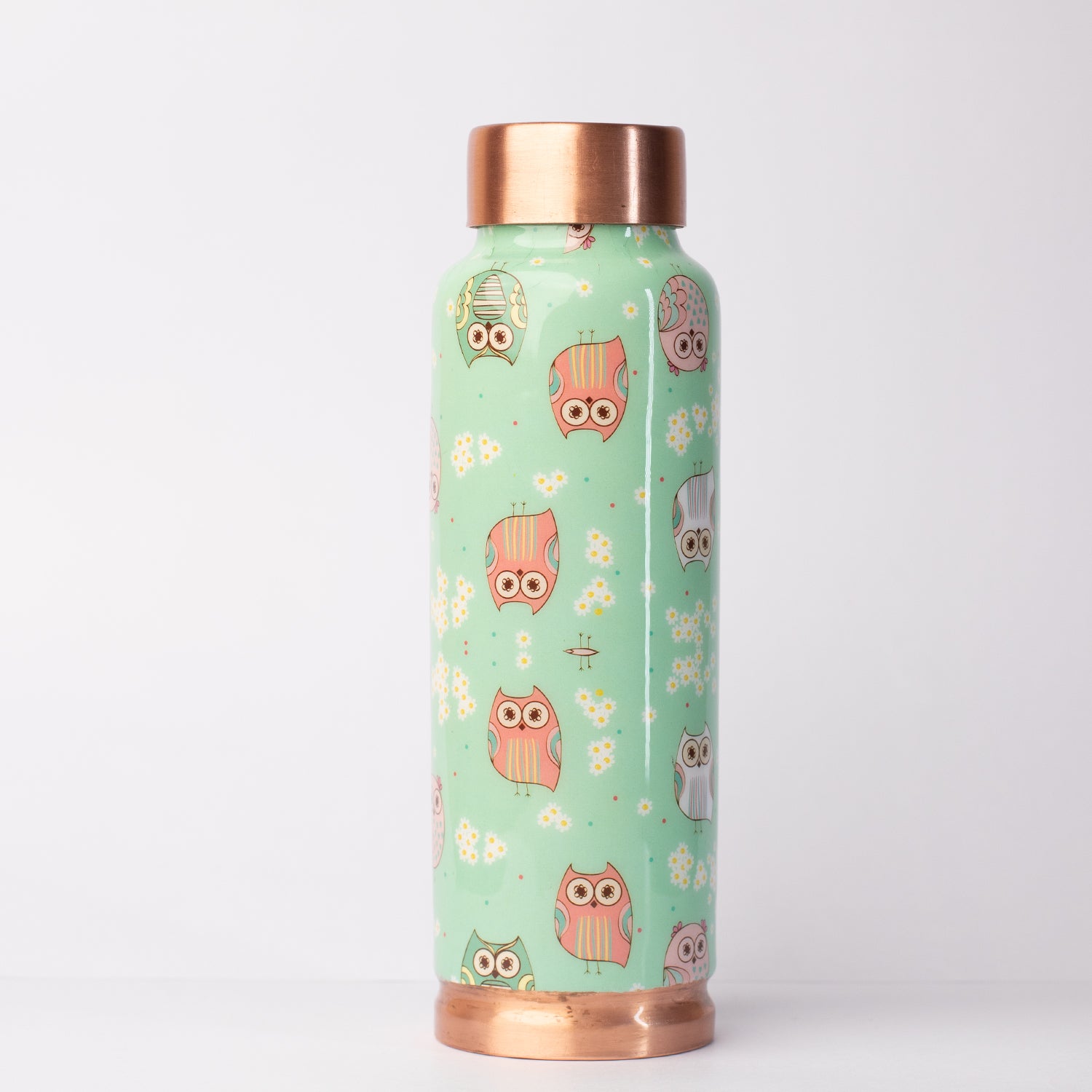 Tiny Owl Printed | 100% Pure Copper Bottle|500 ml | Peacoy
