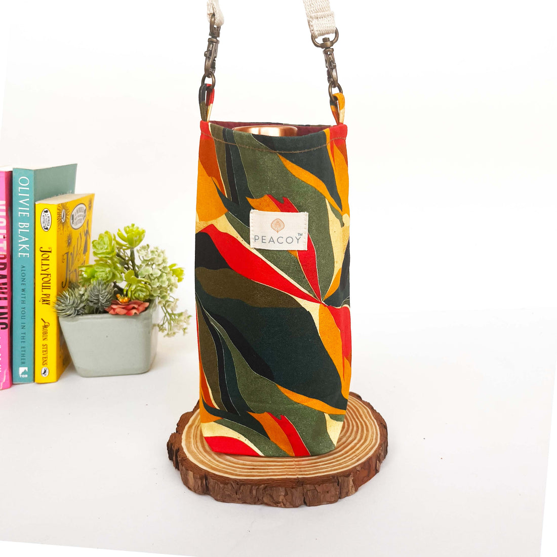 Bottle Cover Abstract Leaf Cotton Canvas |13 x 6 inches | Peacoy