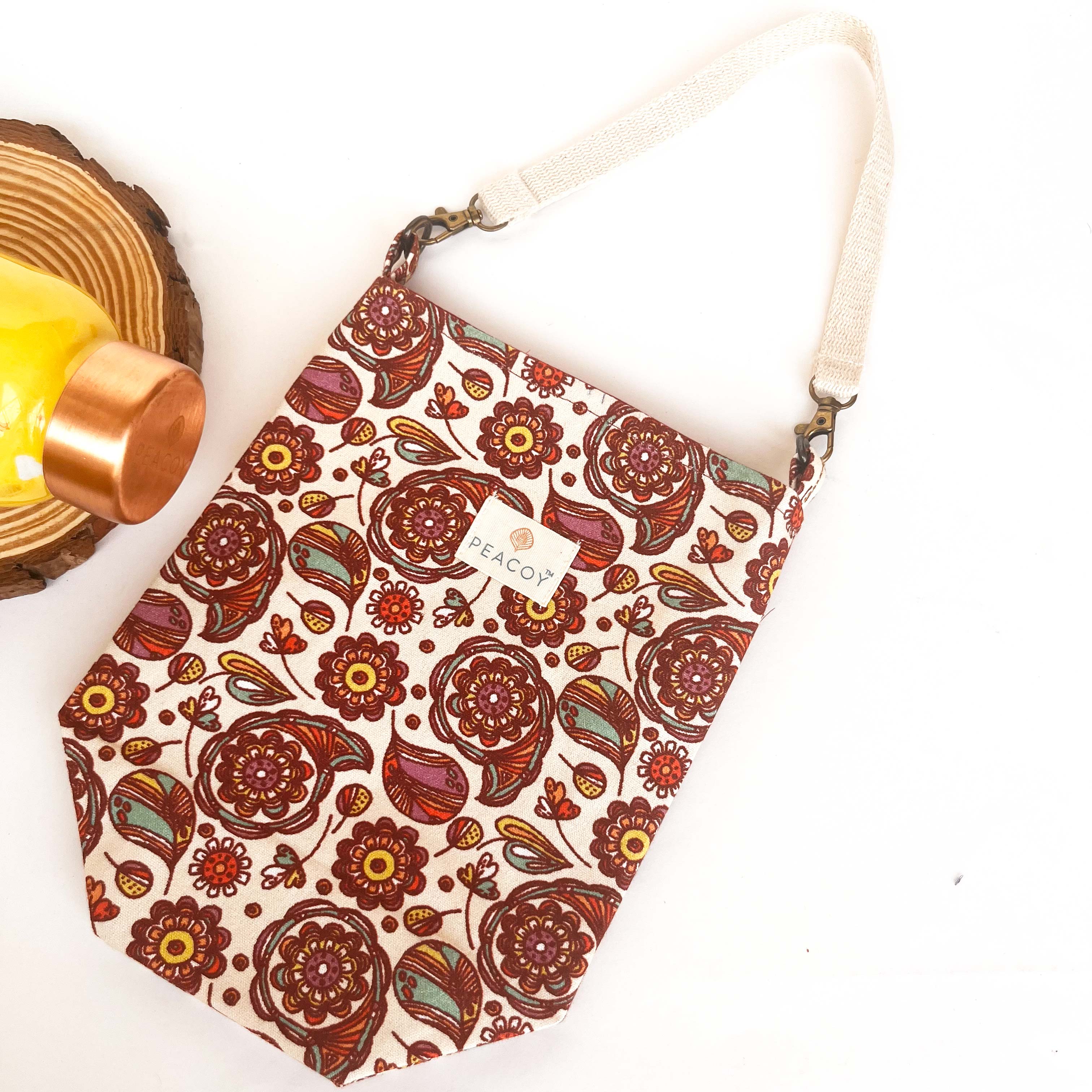 Vintage Flora| Bottle Cover Cotton Canvas |13 x 6 inches | Peacoy