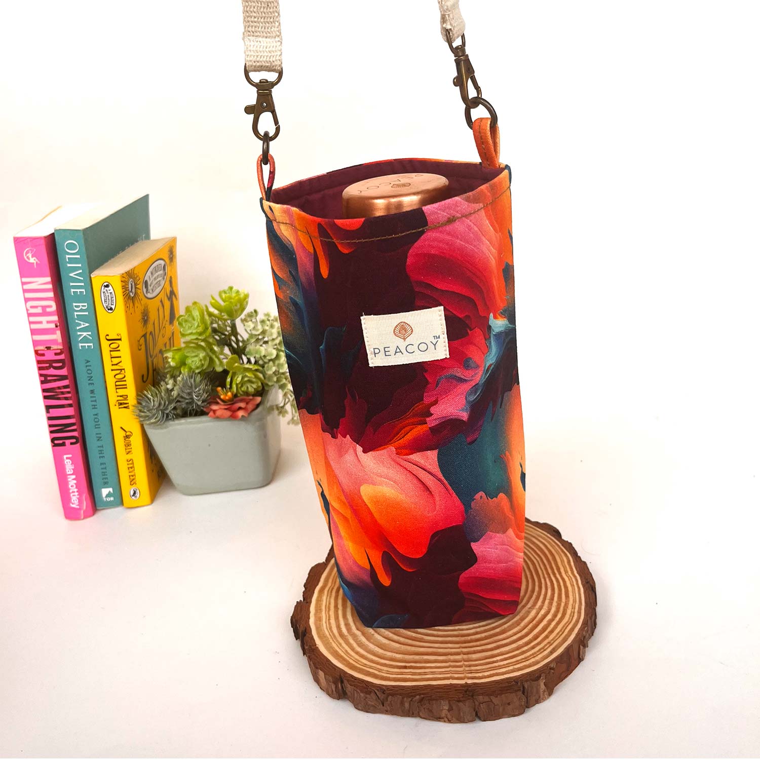 Bottle Cover Flow of Colours |Cotton Canvas |13 x 6 inches | Peacoy