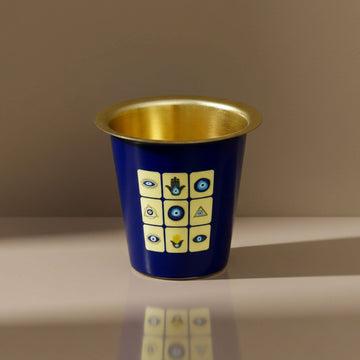 Dark Blue Evil Eye Print Dara Glass Set | Set of 2