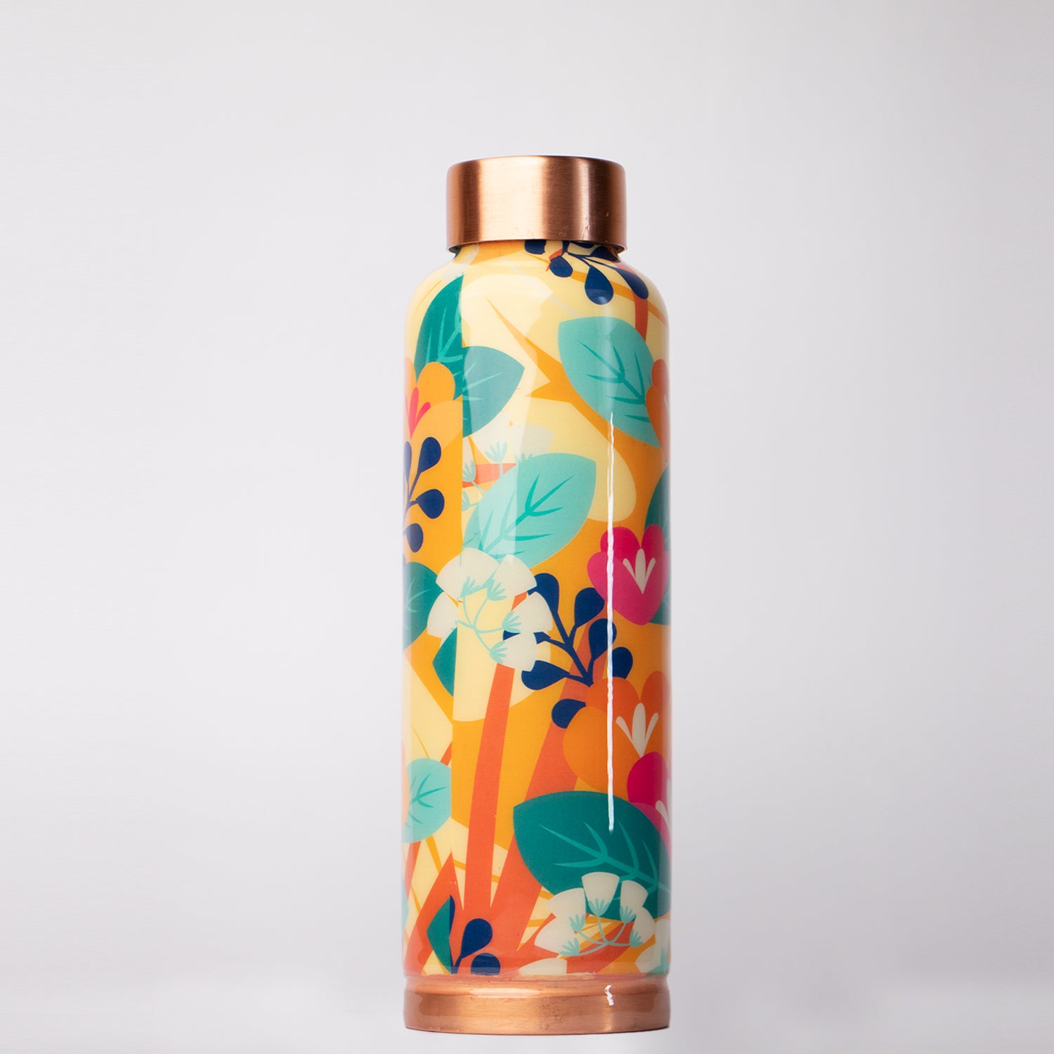 Turquoise Base Abstract Printed | 100% Pure Copper Bottle|950 ml | Peacoy
