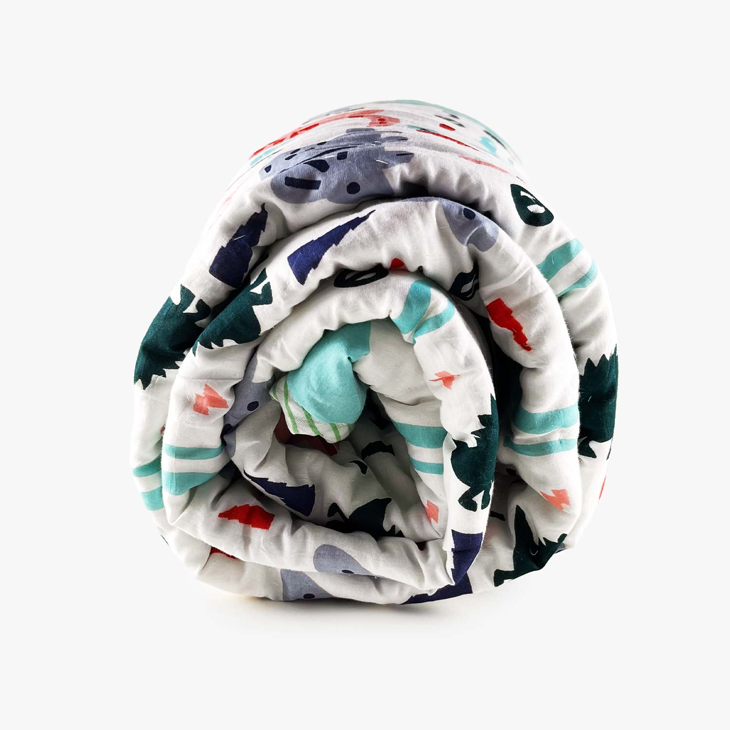 Dinosaur Double Sided Block Printed Cotton Quilt Single 40x60 Inches