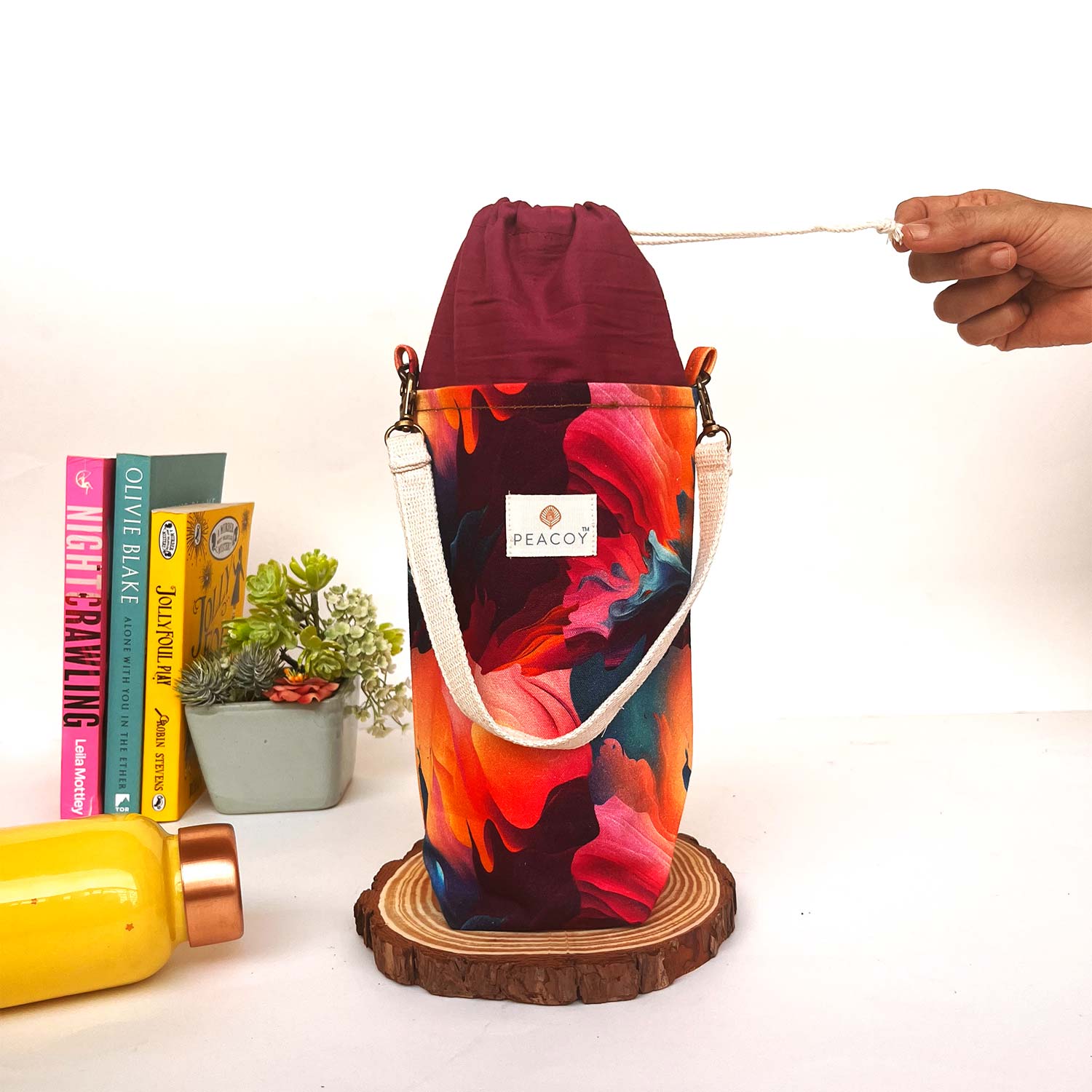 Bottle Cover Flow of Colours |Cotton Canvas |13 x 6 inches | Peacoy