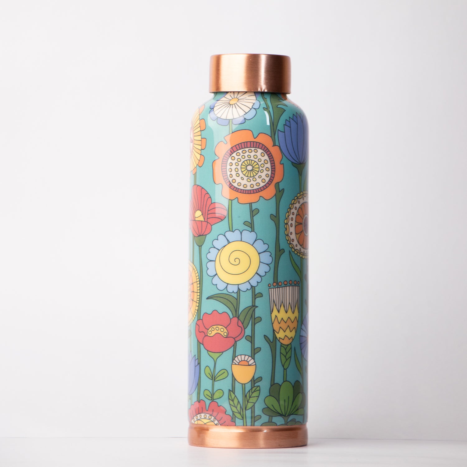 Cluster Flora Printed | 100% Pure Copper Bottle|950 ml | Peacoy