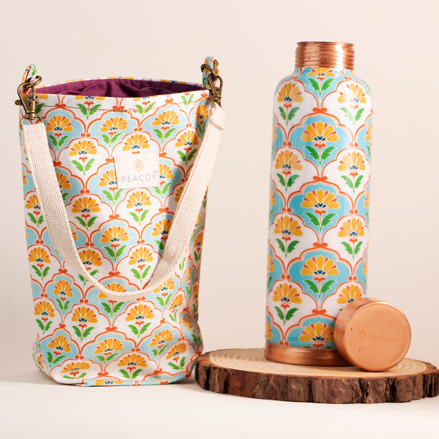 Mughal Garden| 100% Pure Copper Bottle | 950 ml | Peacoy