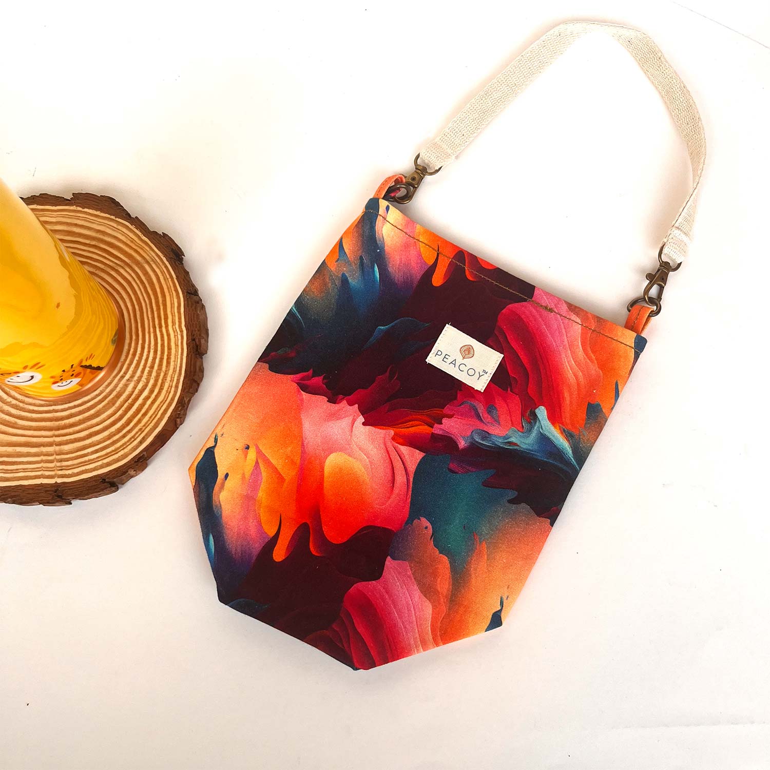 Bottle Cover Flow of Colours |Cotton Canvas |13 x 6 inches | Peacoy