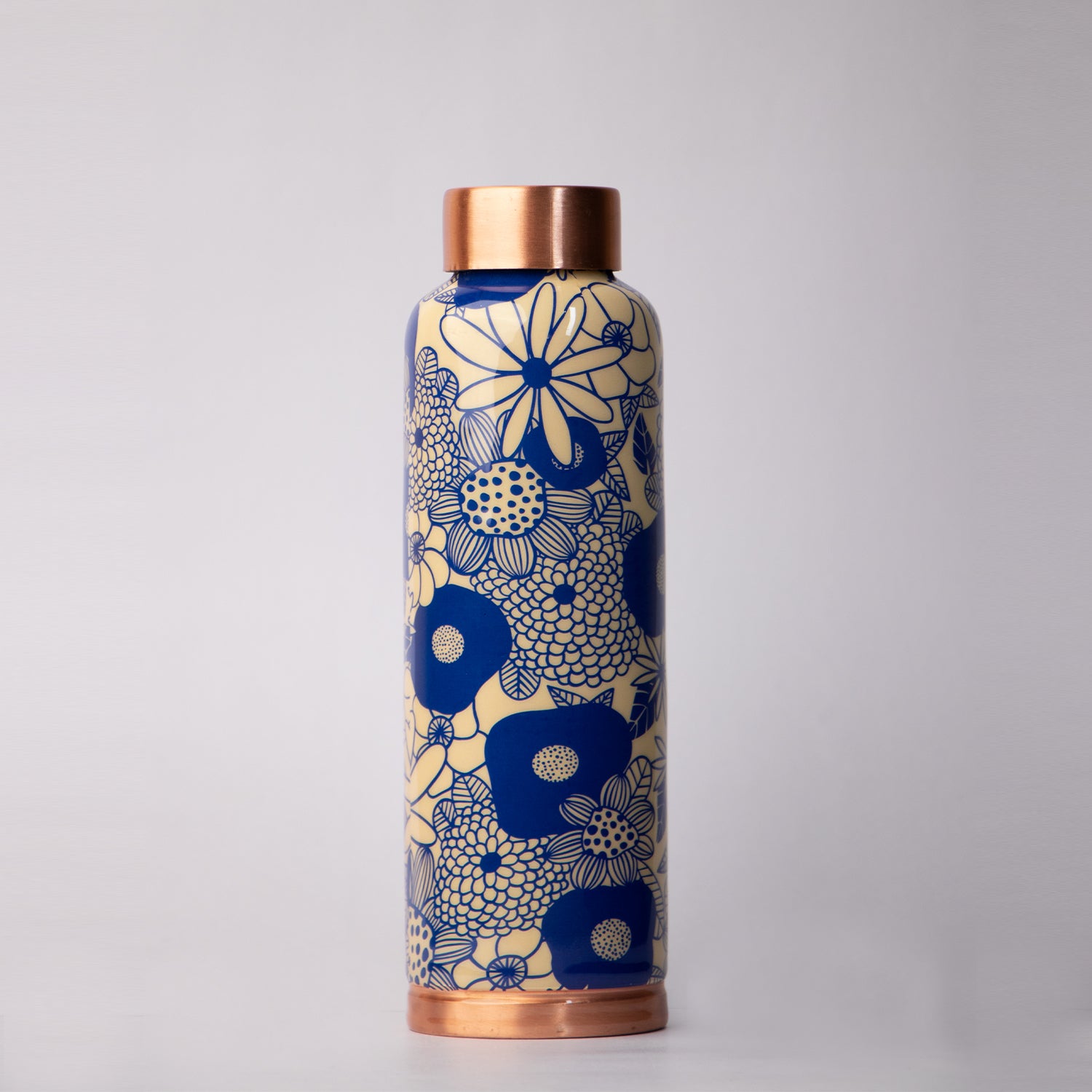 Continental blue flora | 100% Pure Copper Bottle|950 ml | Peacoy