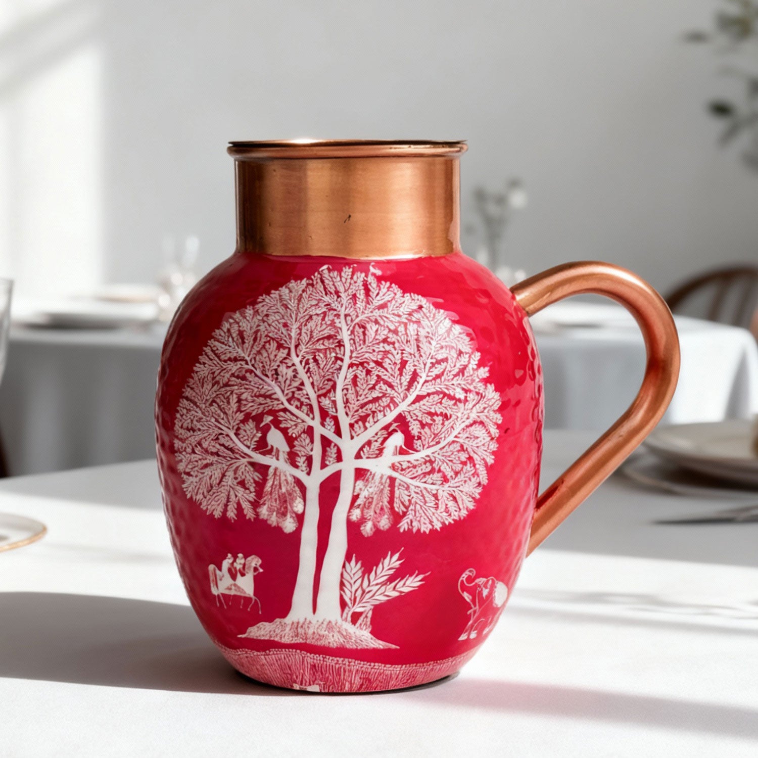 Pink Tree Pure Copper Jug & Glass Set