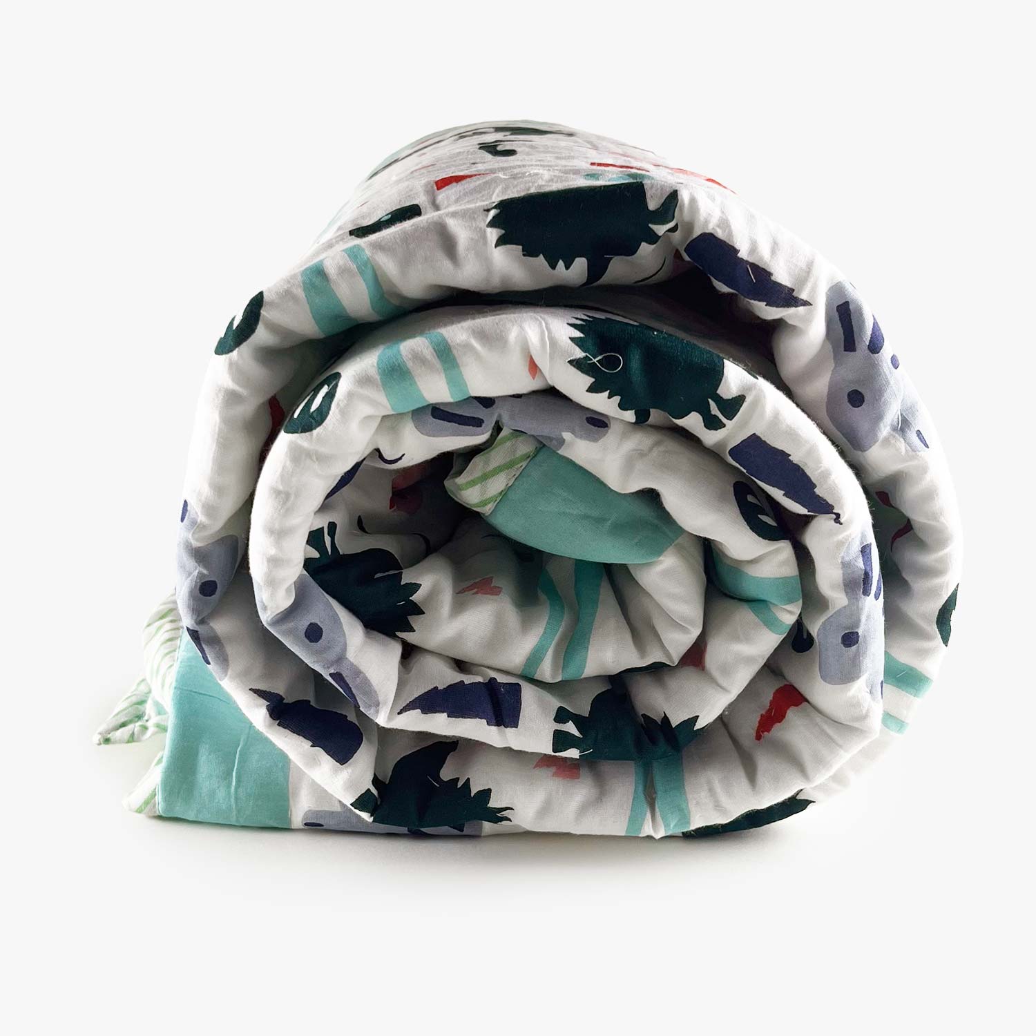 Dinosaur Double Sided Block Printed Cotton Quilt Single 40x60 Inches