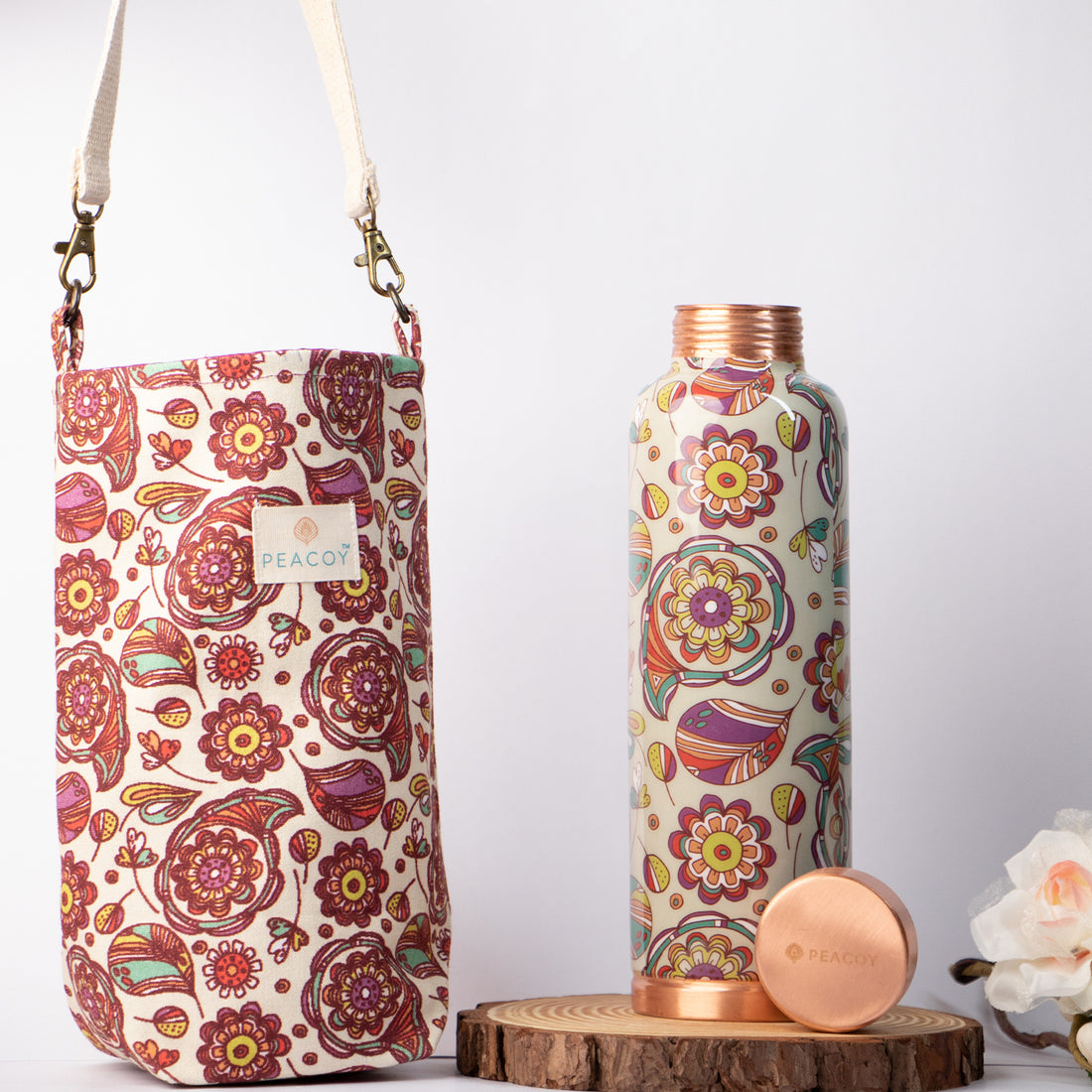 Vintage Flora | 100% Pure Copper Bottle|1000 ml | Peacoy