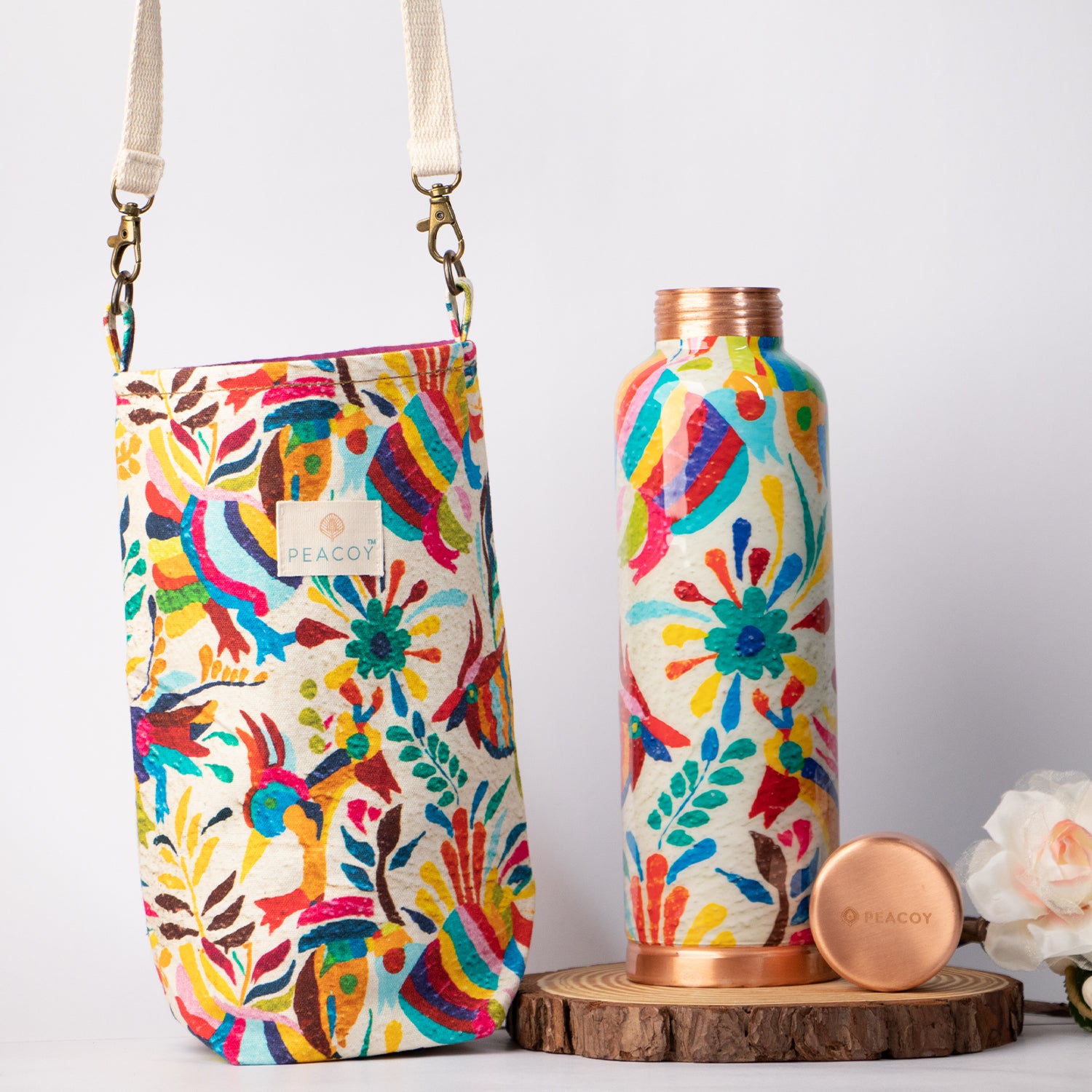 Brush Painted Colourful  | 100% Pure Copper Bottle|950 ml | Peacoy