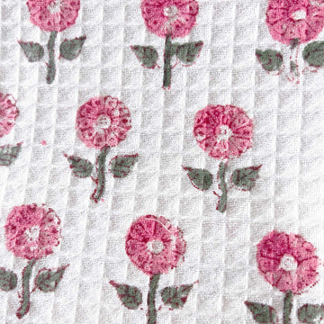 Pink Motif Block Printed Towel 30x60 Inches
