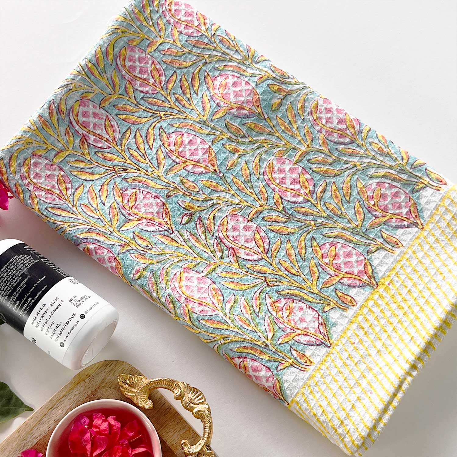 Yellow Floral Printed Towel 30x60 Inche