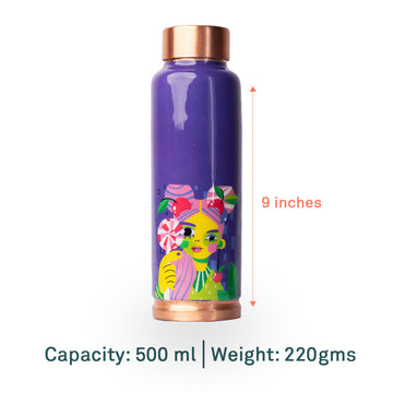 Artistic Stroke | 100% Pure Copper Bottle|500 ml | Peacoy