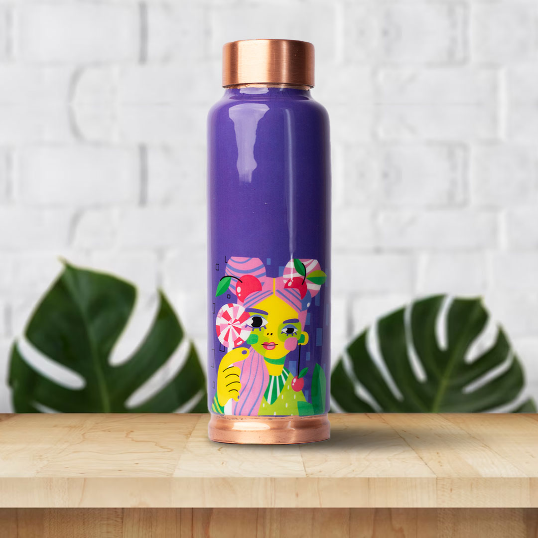 Artistic Stroke | 100% Pure Copper Bottle|500 ml | Peacoy