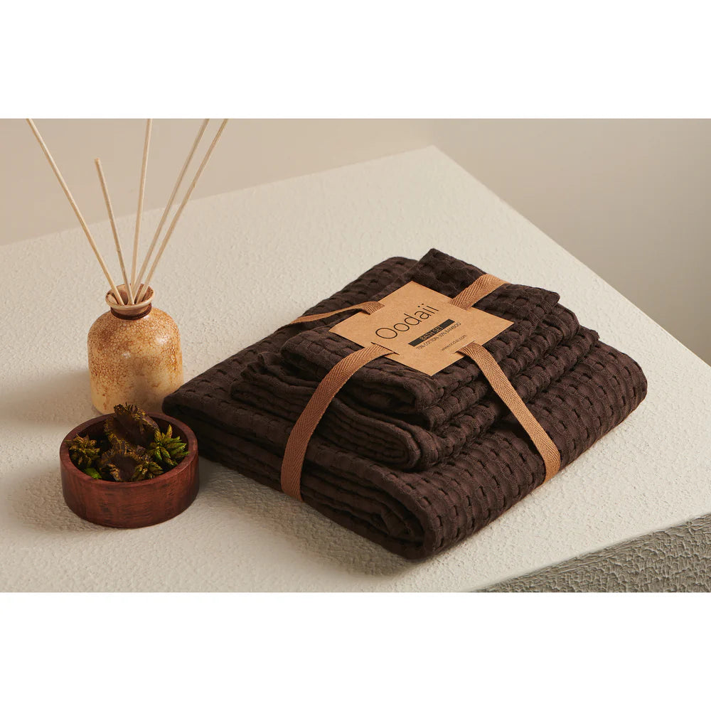 Beehive Cotton Bamboo Waffle Bath Set