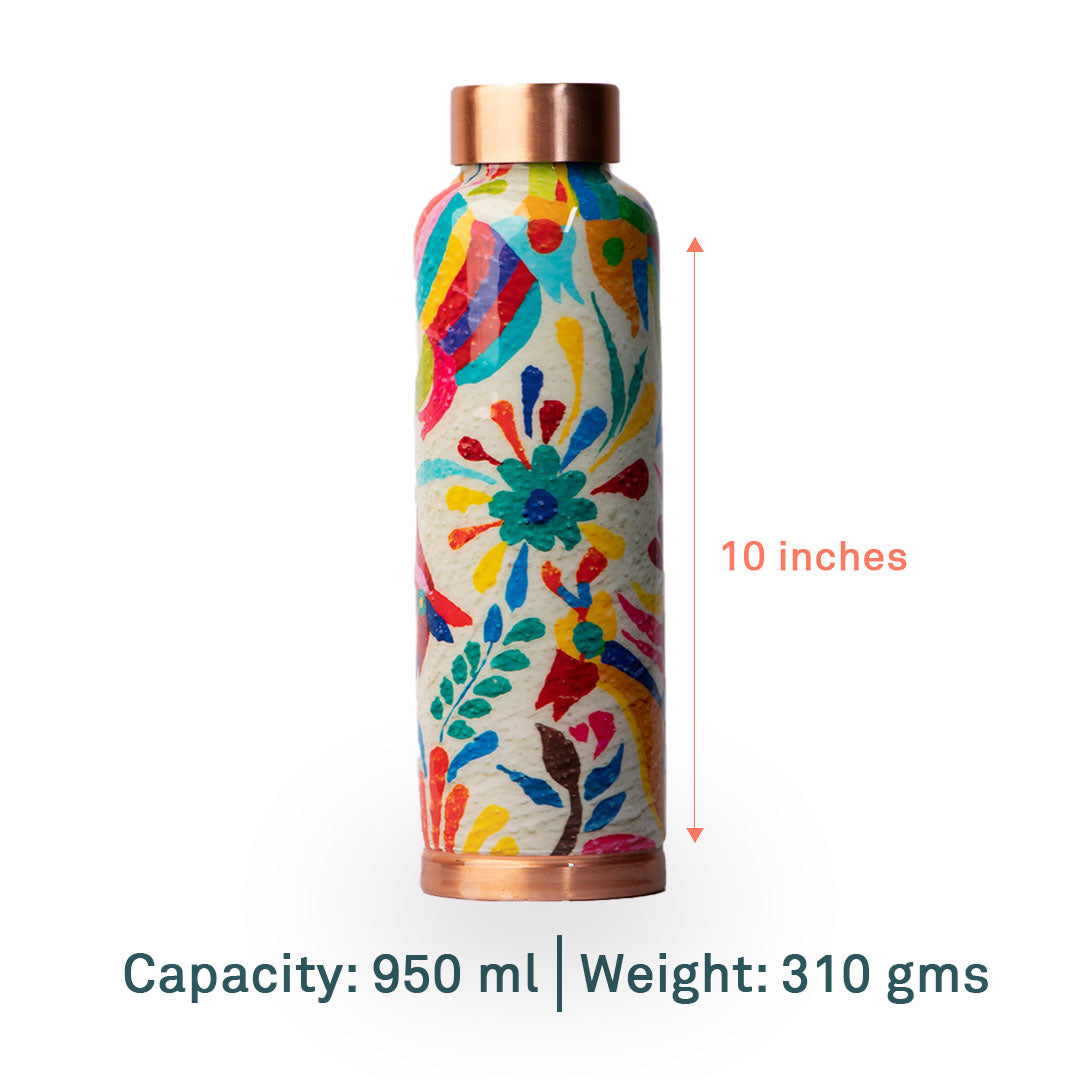 Brush Painted Colourful  | 100% Pure Copper Bottle|950 ml | Peacoy