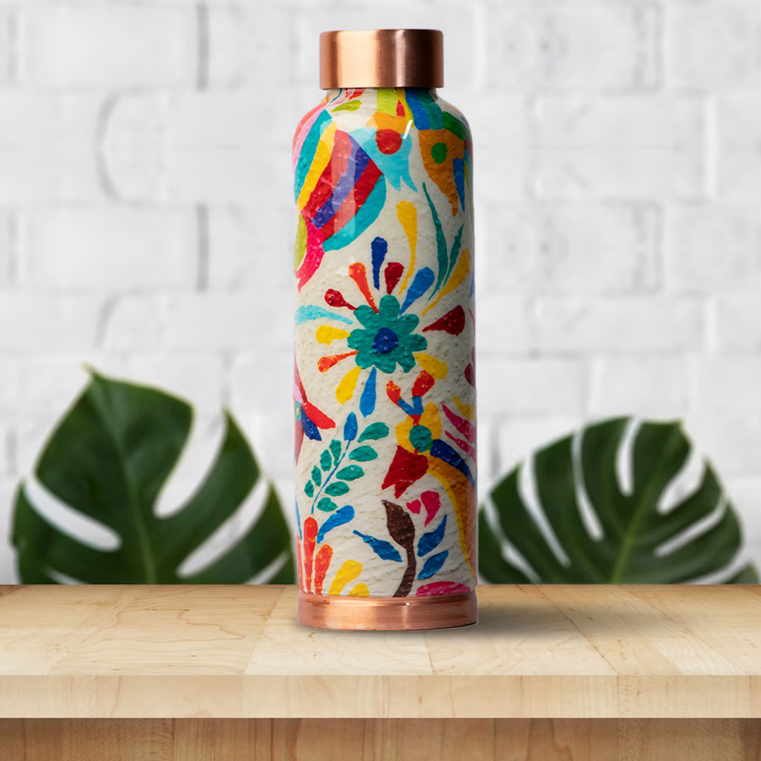 Brush Painted Colourful  | 100% Pure Copper Bottle|950 ml | Peacoy