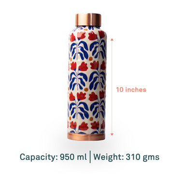Card Player Orante Pattern| 100% Pure Copper Bottle|950 ml | Peacoy