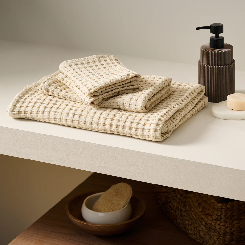 Chalk Cotton Waffle Bath Set