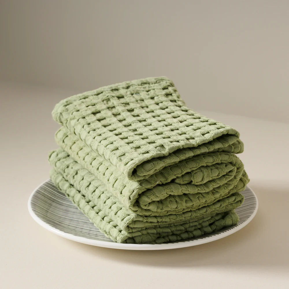 Chalk Cotton Waffle Face Towel