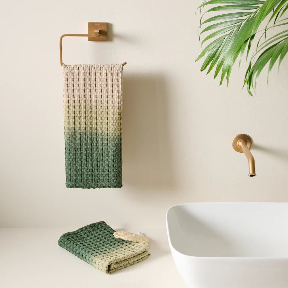 Dip Dye Cotton Bamboo Waffle Hand Towel